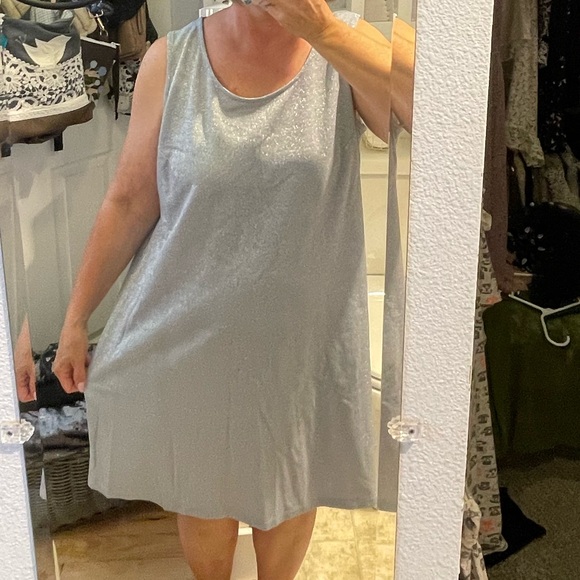 2pc Size Me Up 1X silver sparkle sheath dress and sheer black jacket embroidered - Picture 14 of 14